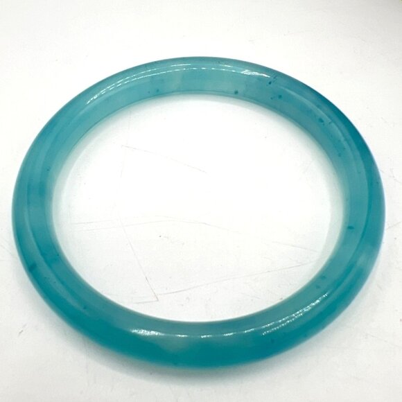 Vtg Unisex Bangle Bracelet Hololith Quartzite Aqua Blue Translucent Sz 6.25 9nn - Picture 4 of 6